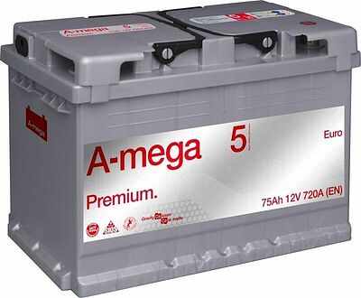 A-Mega Premium 6СТ-75 75 А/ч, 720 А (EN), обратная полярность (276x175x175)