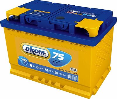 АКОМ Standart 6CT-75.0 LA 75 А/ч 750 А (EN), обратная полярность, 278×175×190 мм