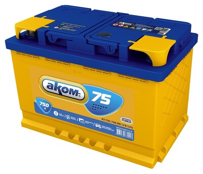 АКОМ Standart 6CT-75.1 LA 75 А/ч 750 А (EN), прямая полярность, корпус L3, 278×175×190 мм