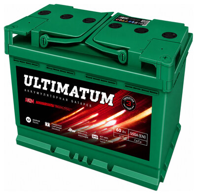 АКОМ Ultimatum 6СТ-60.0 60 А/ч 550 А, обратная полярность, корпус L2, 242×175×190 мм