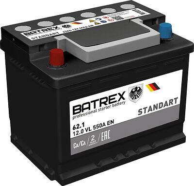 Batrex Standart 6СТ-62.1 VL 62 А/ч 550 А (EN), прямая полярность (242x175x190)