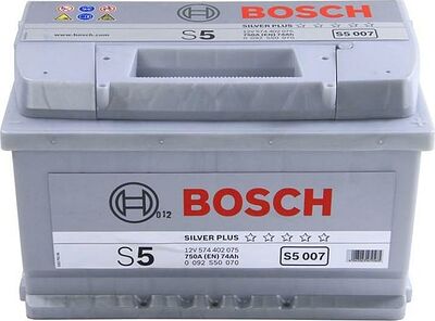 Bosch S5 74 А/ч обратная конус стандарт (278x175x175)