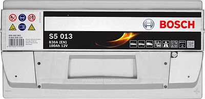 Bosch S5 0 092 S50 130 100 А/ч 830 А (EN), обратная полярность, 353×175×190 мм