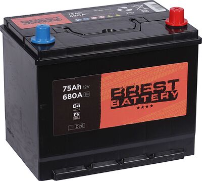 Brest Battery Asia D26L 75 А/ч 680 А (EN), обратная полярность, 261×175×225 мм