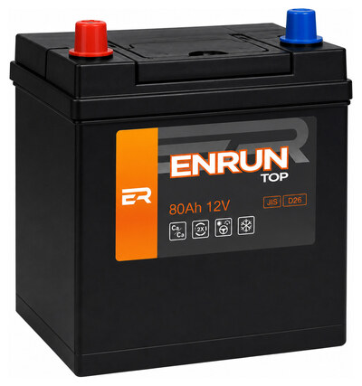 ENRUN JIS Top EPA800 80 А/ч 740 А (EN), обратная полярность, 261×175×225 мм, D26