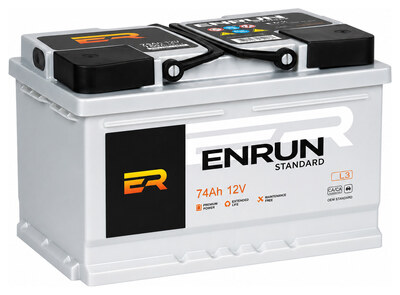 ENRUN Standard ES740 74 А/ч 710 А (EN), обратная полярность, 278×175×175 мм, LB3