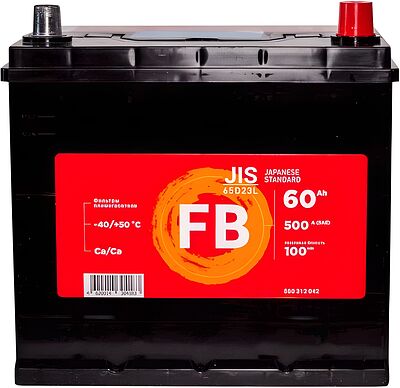 FB JIS 65D23L 60 А·ч 550 А (EN), обратная полярность, 232x173x220 мм