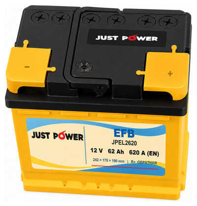 JUST POWER EFB JPEL2620 62 А·ч 620 А (EN), обратная полярность, 242x175x190 мм