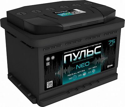 Пульс Neo PSN 75-3-L 75 А/ч 620 А (EN), прямая полярность, 278×175×190 мм