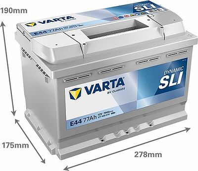 Varta BLUE dynamic E44 77 А/ч 780 А (EN), обратная полярность, 278x175x190 мм, ETN 577400078