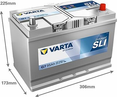 Varta Dynamic SLI G7 95 А/ч 830 А (EN), обратная полярность, 306x173x225 мм, ETN 595404083