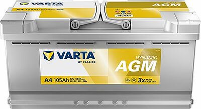 Varta Silver Dynamic AGM A4 105 А·ч 950 А (EN), обратная полярность, 393×175×190 мм, ETN 605901095