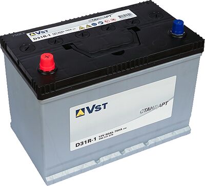 VST Стандарт D31R-1 590311075 90 А·ч 750 А (EN), прямая полярность L+, стандартные конические клеммы, B01, корпус D31, 305×171×222 мм