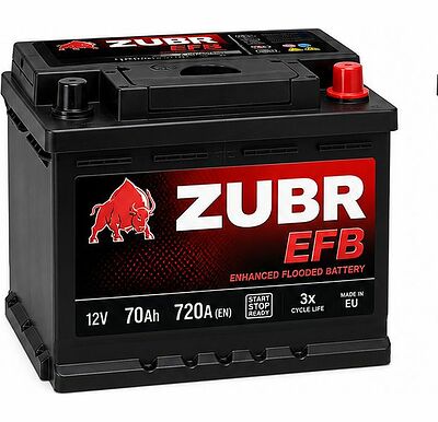 Zubr EFB ZE650 65 А/ч 650 А (EN), обратная полярность, 242×175×190 мм