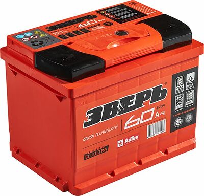 Зверь Standart ZVK 60-3-L 60 А/ч 620 А (EN), прямая полярность, 242×175×190 мм