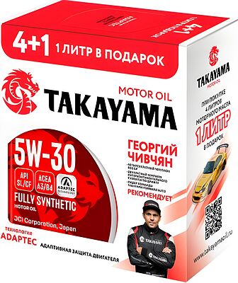 Takayama Adaptec 5W-30 API SL/CF ACEA A3/B4 Акция 4+1л