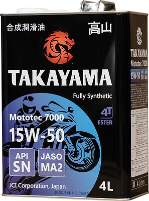Takayama Mototec 7000 4T MA2 15W-50 SN JASO 4л