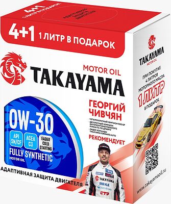 Takayama PAOtec 0W-30 API SN/CF ACEA C3 Акция 4+1 5л