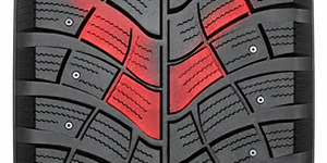 Technology V-shaped tread pattern grips snow and icy roads