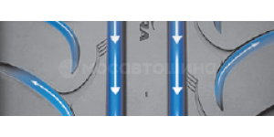 Технология Две широкие линейные и две диагональные канавки обеспечивают высокий уровень водоотвода, улучшая управляемость на мокрой дороге