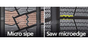 Technology Micro sipe и Saw microedge переводятся как: Micro sipes и Sawtooth micro-edge.