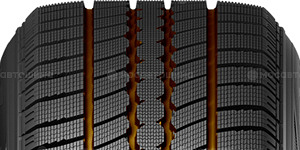 Технология Оптимизированная конструкция четырех продольных канавок улучшает дренаж, обеспечивая при этом скоростные характеристики шины и повышая эффективность торможения на льду.