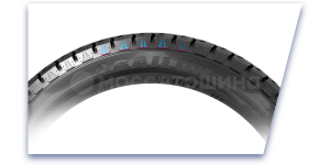 Технология Лучшее прорезание снега и льда для лучшей управляемости на снегу и более широкая площадь бокового контакта для лучшего бокового сцепления.