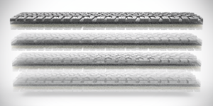 Technology Progressive even wear of the tread