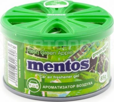 Ароматизатор воздуха MENTOS (GREEN APPLE) гелевый, банка, 85г. Зеленое яблоко, 1/120