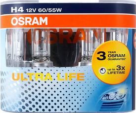 Лампа OSRAM Н4, 60/55 Вт P43 t-38 ULTRA LIFE (евробокс, 2шт) 12V