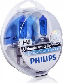 Лампа PHILIPS 12 В, Н4, 60/55 Вт, P43t-38 DIAMOND VISION 5000K (2ш.)