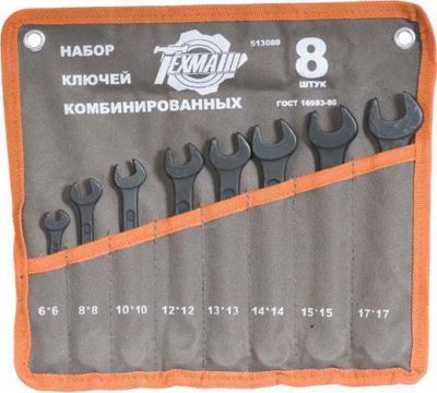 Набор комбиниров. ключей 8шт.(6-17мм)(в сумке) (ТЕХМАШ)