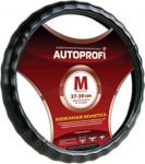 Оплётка AUTOPROFI, натуральная кожа, ребристая, чёрный, разм. XL,, 1/25