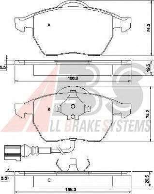ABS 37133 Колодки диск. A3,TT,Octavia,Bora 8N0698151A (571984)