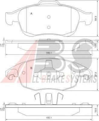 ABS 37598 Колодки тормозные перед. PSA C4 PICASSO/GRAND PICASSO 1,6HDi/1,8L 06-> (425361)
