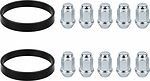 Комплект крепежа Alutec/Rial №94: 10 закрытых гаек M12x1,25x34 и 2 кольца 76/66,1 мм, чёрные Комплект крепежа Alutec/Rial №94: 10 закрытых гаек M12x1,25x34 и 2 кольца 76/66,1 мм, чёрные