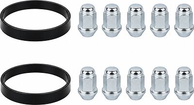 Комплект крепежа Alutec/Rial №94: 10 закрытых гаек M12x1,25x34 и 2 кольца 76/66,1 мм, чёрные