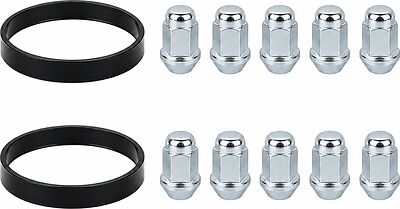 Комплект крепежа Alutec/Rial №98: 10 закрытых гаек M12x1,5x34 и 2 кольца 76/65,1 мм, чёрные