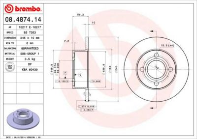 AP 10217 E тормозной диск на AUDI 80 Avant (8C, B4)