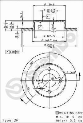 AP 14064 тормозной диск на ALFA ROMEO 33 (905)