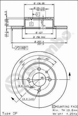 AP 14080 тормозной диск на FIAT CROMA (154)