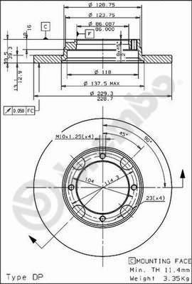 AP 14131 тормозной диск на HYUNDAI PONY седан (X-1)