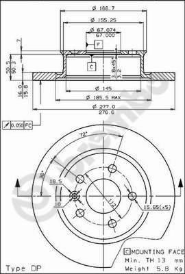 AP 14352 тормозной диск на VW TRANSPORTER III автобус