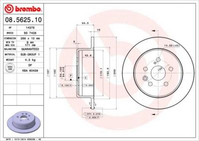 AP 14378 тормозной диск на TOYOTA CAMRY (_V2_)