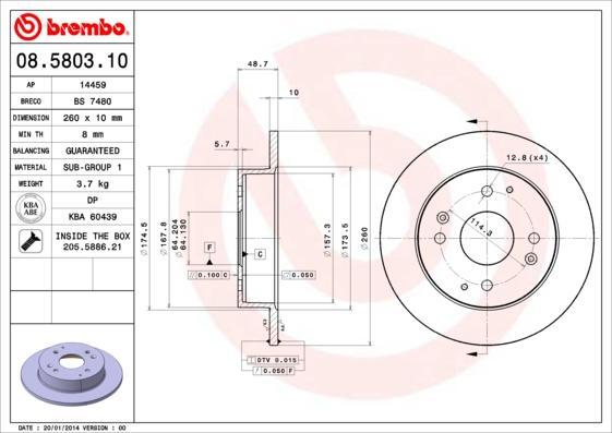 AP 14459 тормозной диск на HONDA ACCORD IV (CB)