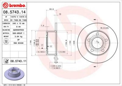 AP 14475 V тормозной диск на SKODA SUPERB (3U4)