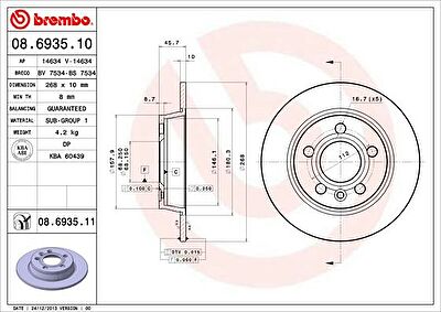 AP 14634 тормозной диск на FORD GALAXY (WGR)