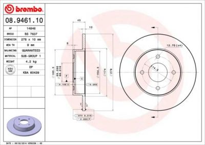 AP 14846 тормозной диск на NISSAN PRIMERA Traveller (WP11)