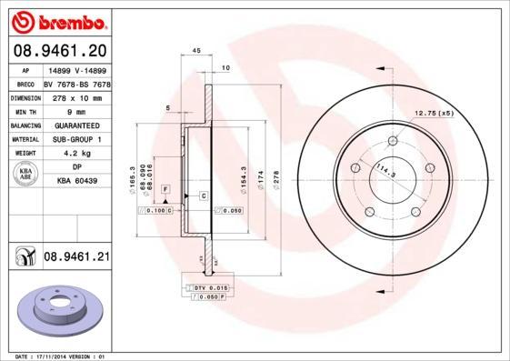 AP 14899 V тормозной диск на NISSAN PRIMERA Hatchback (P12)