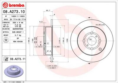 AP 14924 тормозной диск на TOYOTA YARIS (SCP1_, NLP1_, NCP1_)